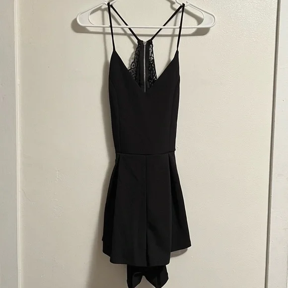 Mind Code | Pants & Jumpsuits | Mind Code Black Lack Back Romper | Poshmark